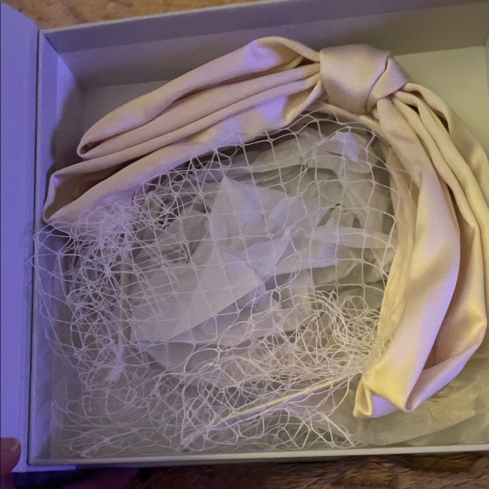 Elegant Cream Headband with Veil
